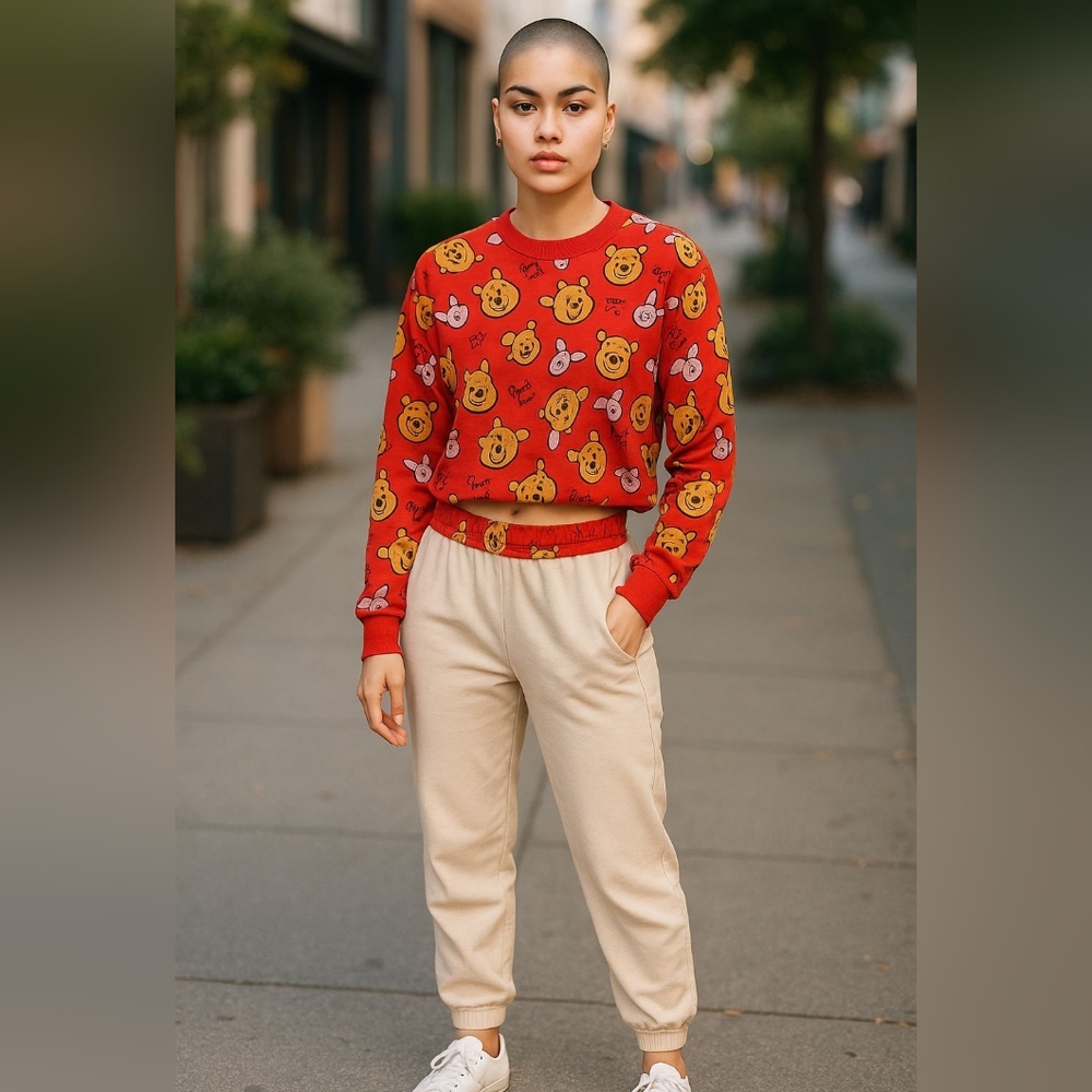Disney Red Winnie the Pooh Crewneck Sweater